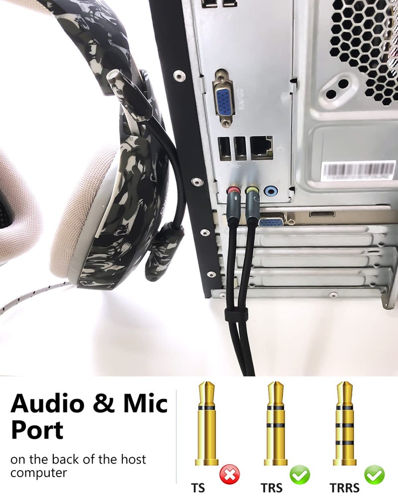 MillSO Headphone Splitter CTIA for Computer Y Jack Adapter 3.5mm 2 x 3 Pole TRS Male to 4 Pole TRRS Female Compatible for Smartphone Earphone PS4 Gaming Headset to PC - 12inch/30CM - Image 3